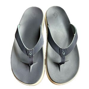 Olukai Nu A Pio Black Platform Thong Flip Flop Minimalist Sandal Womens Size 9